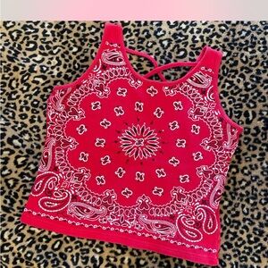 Y2K Energie Red Bandana crop top